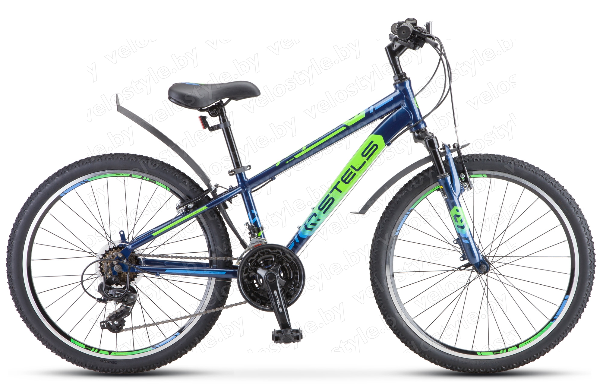 Подростковый велосипед Stels Navigator 400 V 24″ (чёрный/салатовый/красный) (12″)
